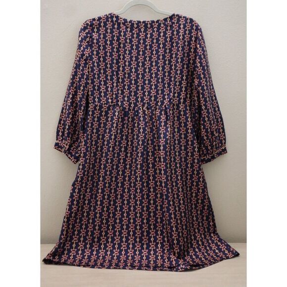 Lilly Pulitzer Women Sz 8 Navy Abelina Lil Bit Print Silk Fit & Flare Dress - Picture 4 of 12